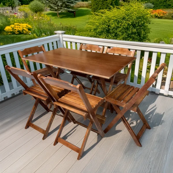 Conjunto Mesa de MDF 120x70 com 6 Cadeiras Dobráveis